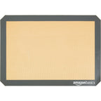 Amazon Basics Silicone Rectangular Baking Mat, Non-Stick, Reusable, Dishwasher Safe, Food Safe, Heat Resistant, 16.5" X 11.6", Beige/Gray, 2-Pack