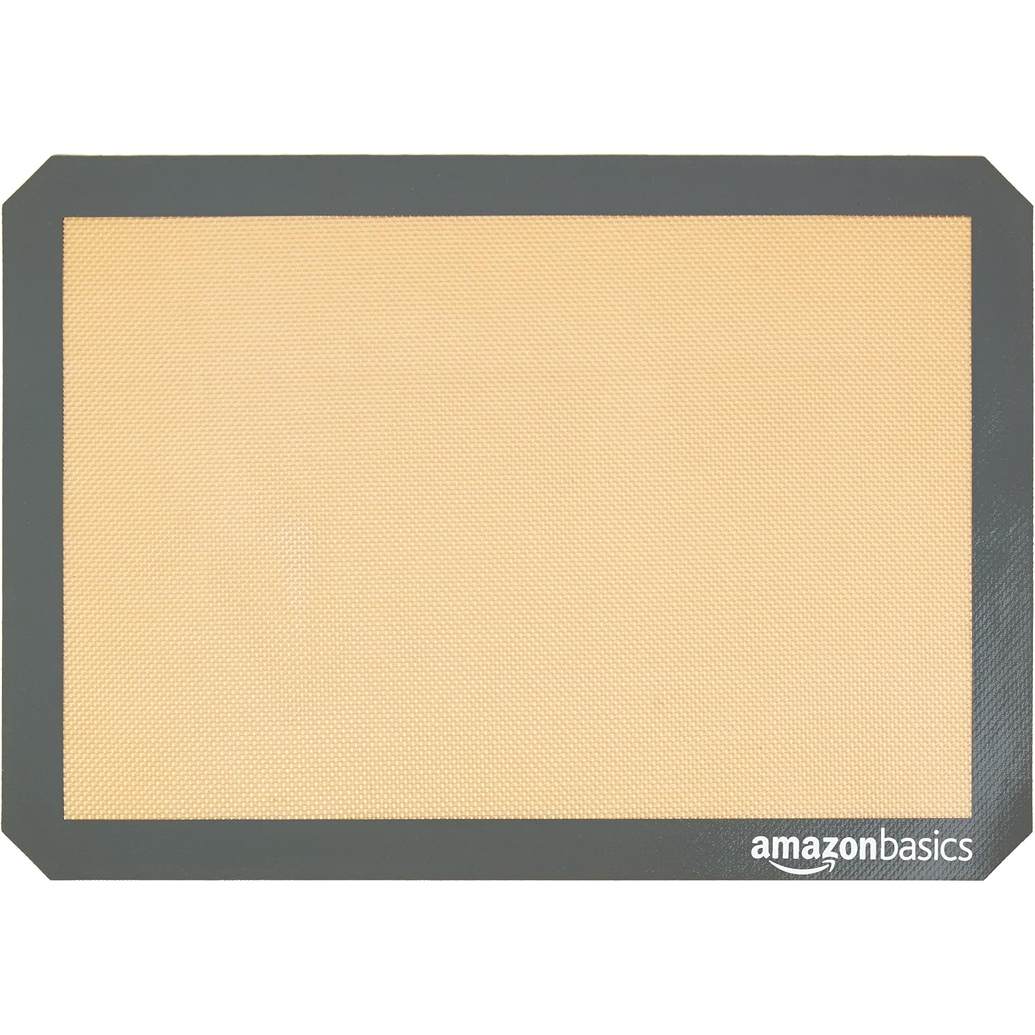 Amazon Basics Silicone Rectangular Baking Mat, Non-Stick, Reusable, Dishwasher Safe, Food Safe, Heat Resistant, 16.5" X 11.6", Beige/Gray, 2-Pack