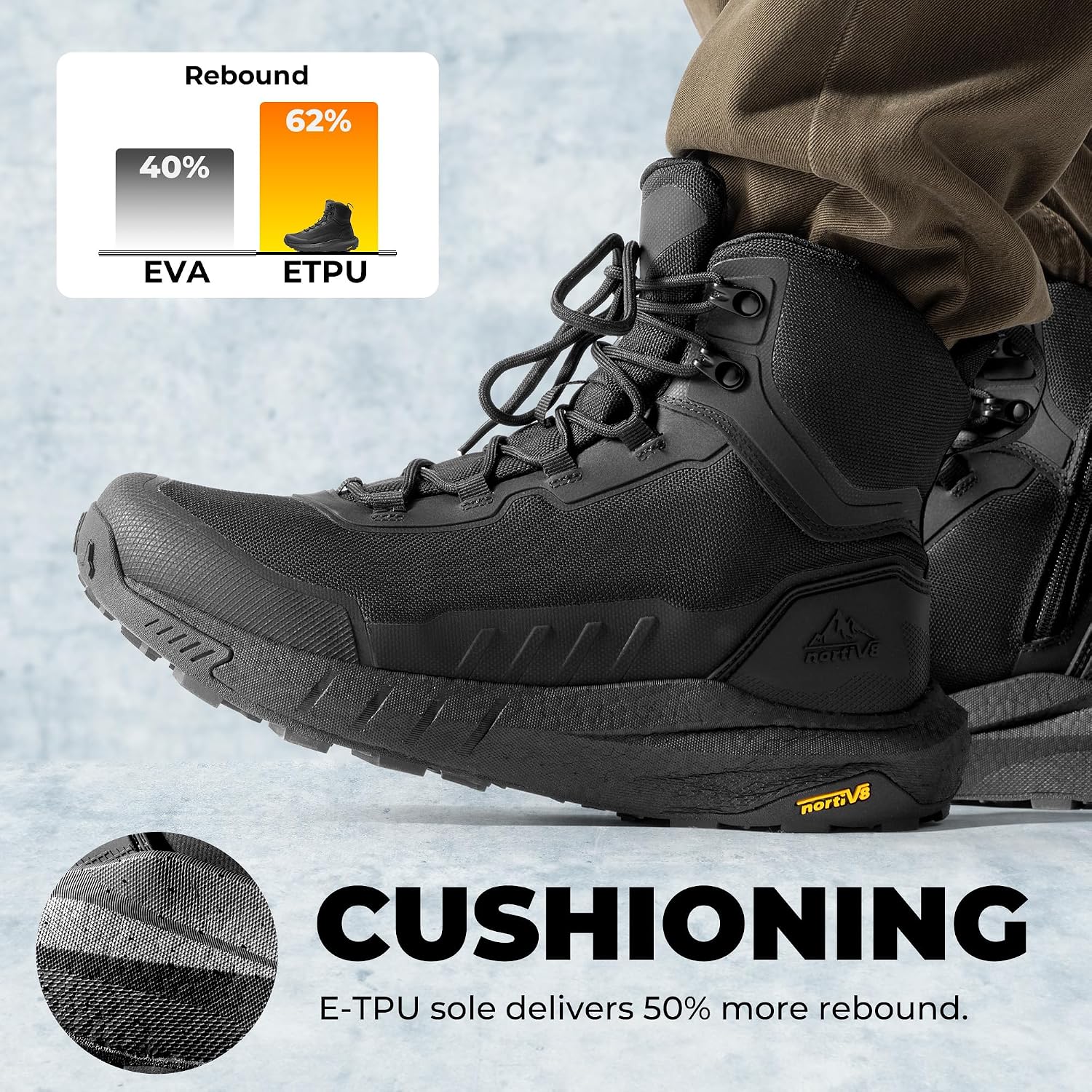 Nortiv 8 Men'S Tactical Hiking Lightweight Cushion Sole For Work All Day Side Zipper Motorcycle Combat Military Boot Arch Support 8 Inches Terrascope