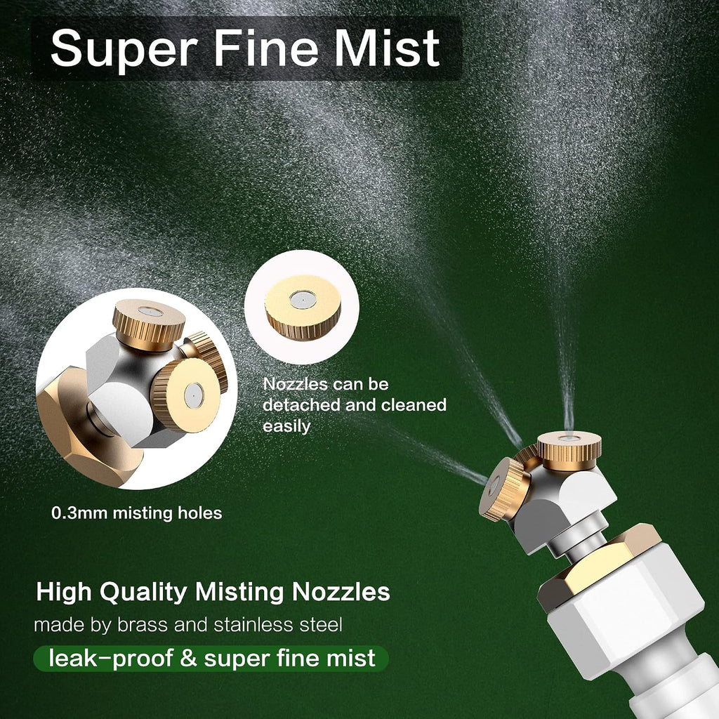 Haowin Upgraded Misters For Outside Patio, 3 Nozzles Fine Mist Leakproof 6.6Ft Aluminum Bendable Hose Mister, Misting System For Patio Misters For Cooling Outdoor Greenhouse Chicken Coop Trampoline