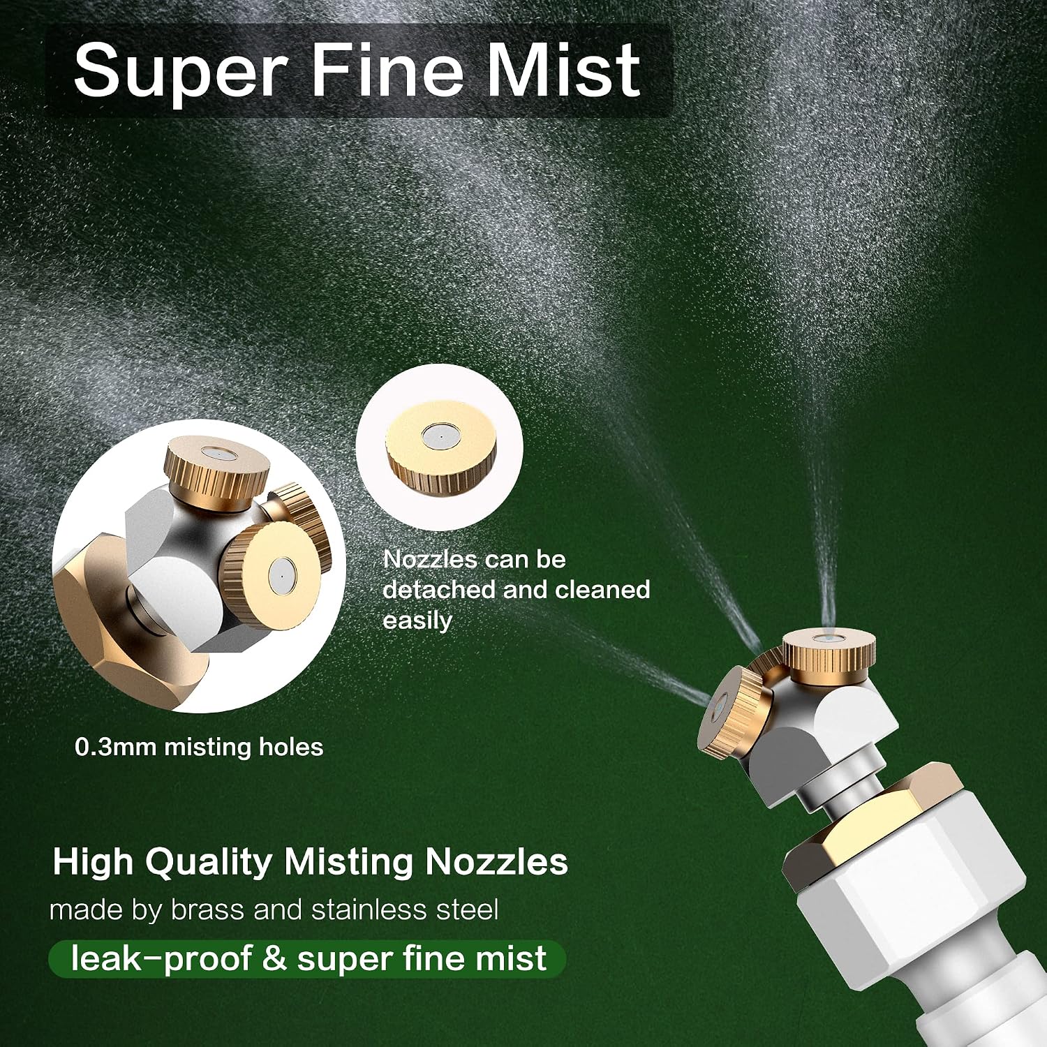 Haowin Upgraded Misters For Outside Patio, 3 Nozzles Fine Mist Leakproof 6.6Ft Aluminum Bendable Hose Mister, Misting System For Patio Misters For Cooling Outdoor Greenhouse Chicken Coop Trampoline