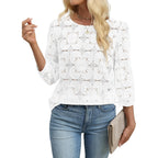 Sampeel Women Blouses Dressy Casual 3/4 Length Sleeve Tops Eyelet Lace Spring Summer Shirts Beach Vacation Clothes