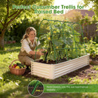 Cucumber Trellis For Raised Bed,U-Shape Garden Trellis For Climbing Plants Outdoor, Metal Arch Vegetables Trellis, Plant Support For Vine (Green, 47.2X47.2 X21.6)