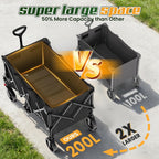 Wagons Carts Foldable,Collapsible Wagon With Wheels,450Lbs Heavy Duty Beach Wagon Cart,Lightweight Portable Folding Utility Wagon Cart With Cup Holders For Camping, Garden, Sports, Grocery Pcs