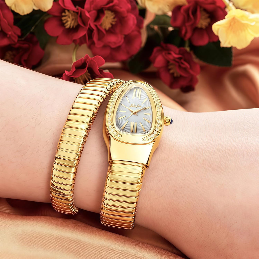 Mastop Snake Face Watch For Women 5.9-7.1In Snake Shape Face Women Watches Ladies Watches Waterproof Steel Dainty Dress Female Wrist Watches Relogio Feminino