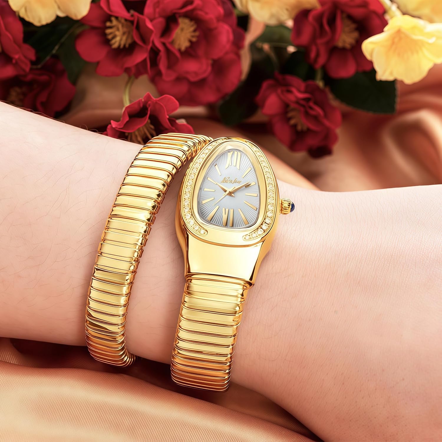 Mastop Snake Face Watch For Women 5.9-7.1In Snake Shape Face Women Watches Ladies Watches Waterproof Steel Dainty Dress Female Wrist Watches Relogio Feminino