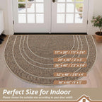 Beqhause Dirt Trapper Door Mat 17" X 30" Half Circle Non Slip Rug, Taupe | Washable Indoor Door Mat, Absorbent Doormats Entrance, Low Profile Welcome Floor Mat For Front Back Door, Small Rugs Entryway