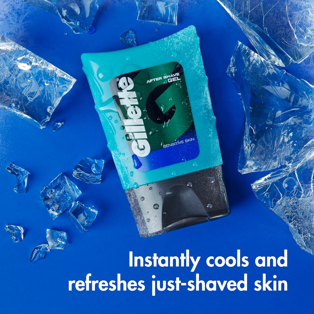 Gillette After Shave Gel for Men, Aftershave for Men, After Shave Lotion for Men, Calms, Soothes and Refreshes Sensitive Skin, Light Fragrance, 2.5 oz, Pack of 6, After Shave Cologne Men, Aftershave