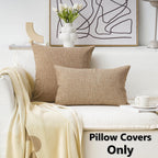 Home Brilliant Linen Throw Pillow Covers 18X18 Burlap Decorative Pillow Covers Farmhouse Throw Pillows For Couch Bench Sofa, Set Of 2, 18 X 18 Inch, Natural Linen