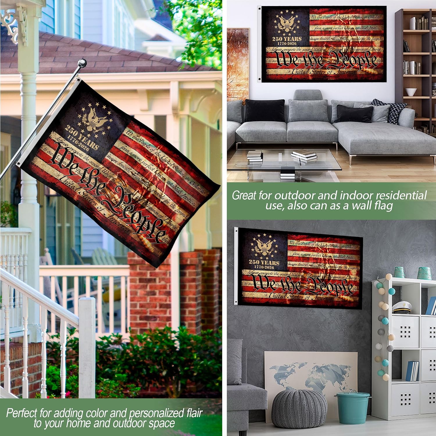 250 Anniversary Usa Flag, Two-Sided Design 3X5 Ft, Patriotic House Flags 5 | Commemorative Flag Featuring An Eagle Design And Double-Sided Display With Patriotic Details Celebrating 250 Years Of Freedom