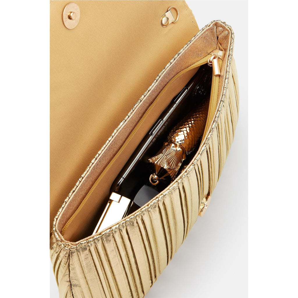 Babeyond Clutch Purses For Women - Evening Bag Gold Pleated Flap Clutch For Formal Party Cocktail Prom Wedding Handbags