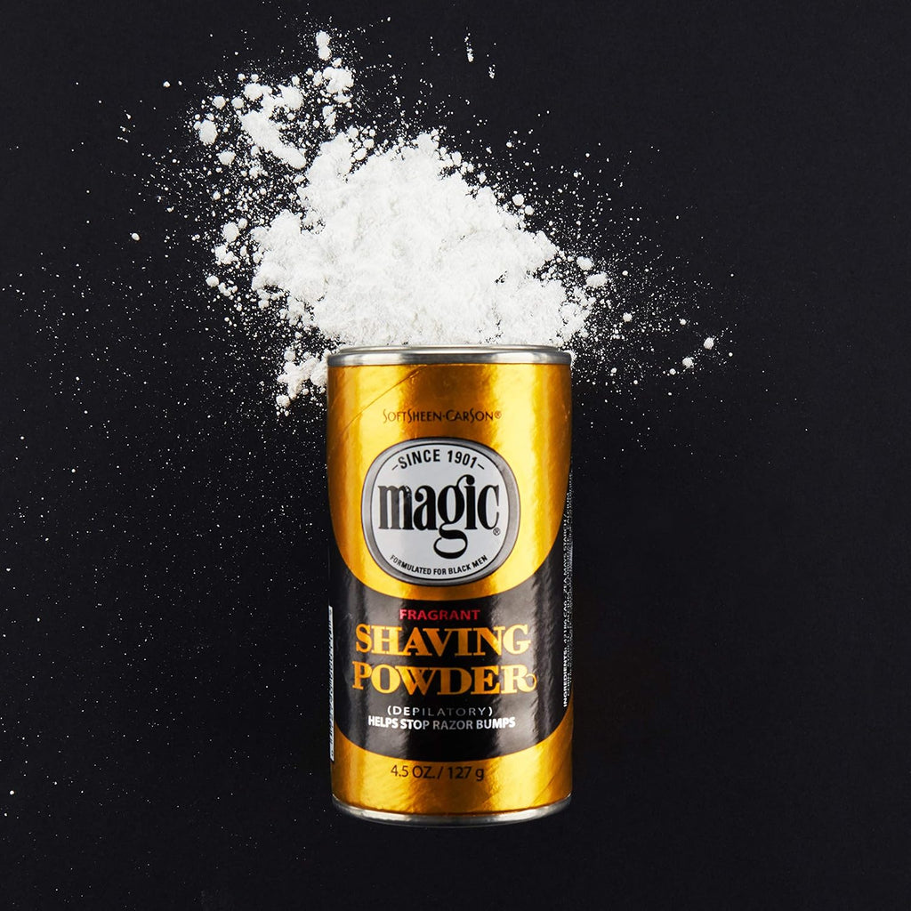 SoftSheen-Carson Magic Razorless Shaving for Men, Magic Shaving Powder with Fragrance, Coarse Textured Beards, Formulated for Black Men, Depilatory, Helps Stop Razor Bumps, Since 1901, 4.5 oz