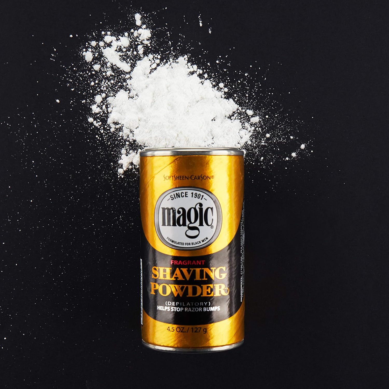 SoftSheen-Carson Magic Razorless Shaving for Men, Magic Shaving Powder with Fragrance, Coarse Textured Beards, Formulated for Black Men, Depilatory, Helps Stop Razor Bumps, Since 1901, 4.5 oz