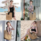 Straw Beach Bags for Women - Summer Woven Tote Bag Shoulder Handbags, Large Beach Bag for Women for Holiday