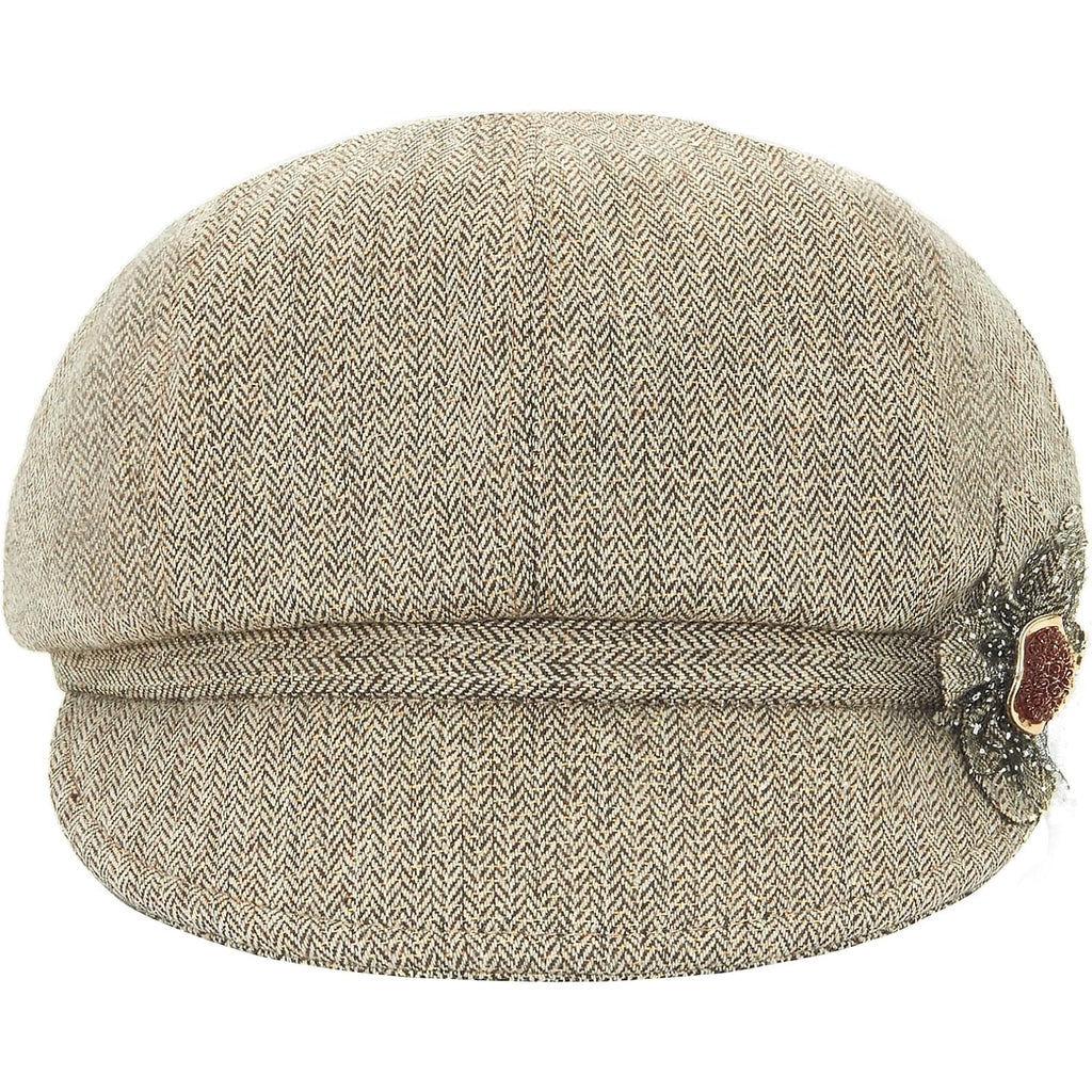 Women Retro Classic Visor Newsboy Cabbie Cap Beret Hats with Flower Buckle for Woman Ladies 1khaki