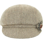Women Retro Classic Visor Newsboy Cabbie Cap Beret Hats with Flower Buckle for Woman Ladies 1khaki