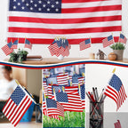 12 Pcs Small American Flags On Stick, 6X4 In 4Th Of July Decorations, Mini 250 Anniversary Usa Flag, Fourth Of July American Handheld Flags For Veterans Day Memorial Day Supplies