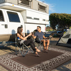 Genimo Outdoor Rug, Waterproof Plastic Rugs For Patio, 5'X8' Coffee Beige | Outside Larger Modern Carpet Mat For Porch Decor, Deck, Balcony, Camping, Rv, Backyard, Picnic, Beach, Reversible, Foldable