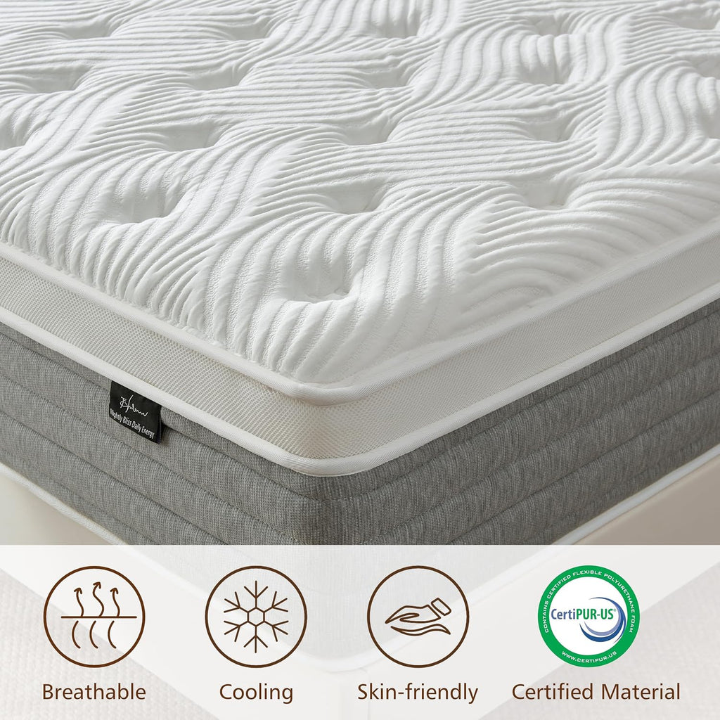 Full Mattress 12 Inch, Medium Firm Full Size Mattress In A Box，Hybrid Mattresses With Gel Foam & Zoned Pocket Springs For Pressure Relief, Motion Isolation | Certipur-Us Certified
