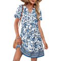Wiholl Summer Dresses For Women Casual V Neck Wedding Guest Dress Hawaiian Midi Dress Fashion Beach Vacation Clothes