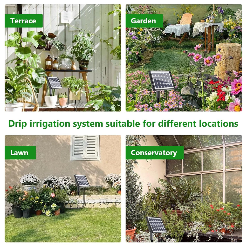 49Ft Solar Drip Irrigation System, Auto Watering Kit For 15 Pots, Solar-Powered Plant Watering, 25 Timer Modes, 900Ml/Min Flow Indoor/Outdoor Garden, Balcony & Patio Irrigation System