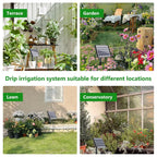 49Ft Solar Drip Irrigation System, Auto Watering Kit For 15 Pots, Solar-Powered Plant Watering, 25 Timer Modes, 900Ml/Min Flow Indoor/Outdoor Garden, Balcony & Patio Irrigation System