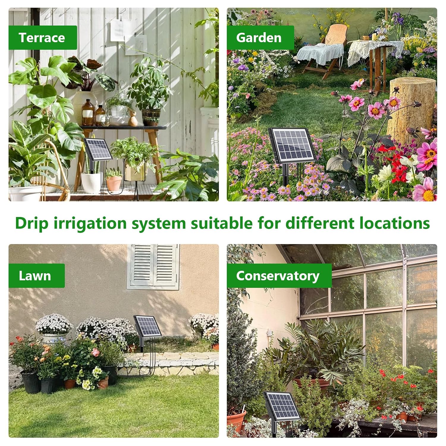 49Ft Solar Drip Irrigation System, Auto Watering Kit For 15 Pots, Solar-Powered Plant Watering, 25 Timer Modes, 900Ml/Min Flow Indoor/Outdoor Garden, Balcony & Patio Irrigation System