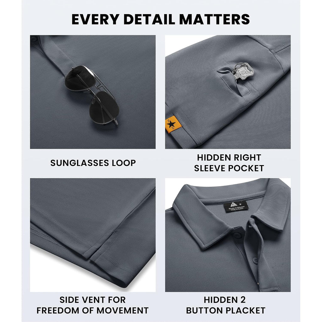 Mens Polo Shirts Short Sleeve Moisture Wicking Golf Polo Athletic Collared Shirt Tennis T-Shirt Tops