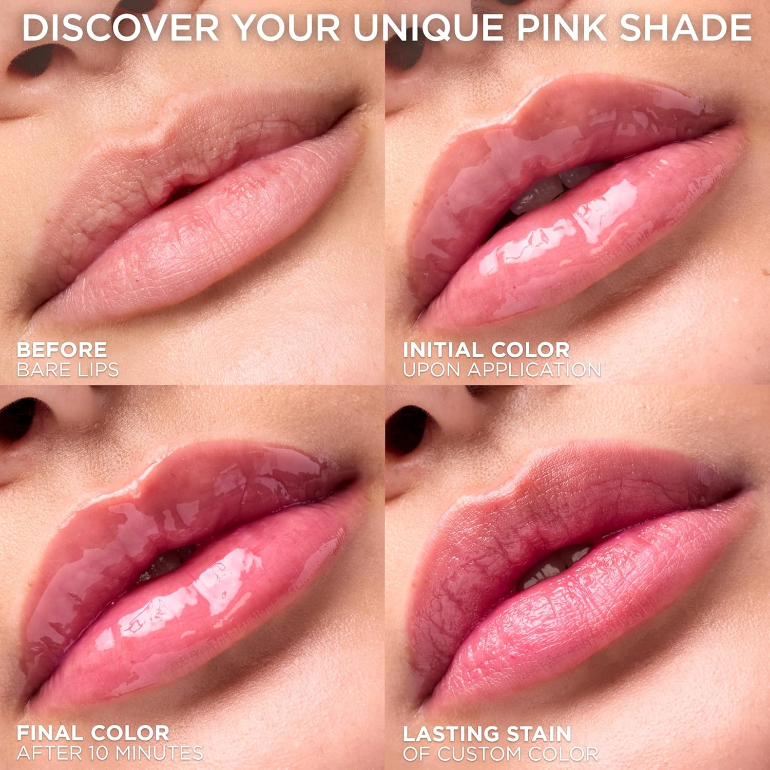 L'Oreal Paris Plump Ambition pH Hyaluron Lip Oil, Color Shifting Lip Tint with 24HR Hydration, Volumizing Shine and Lasting Color, 020 pH Rosé