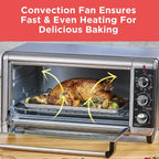 Black+Decker To3250Xsbd 8-Slice Extra Wide Convection Countertop Toaster Oven, Includes Bake Pan, Broil Rack & Toasting Rack, Stainless Steel/Black