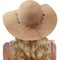 Trifabricy Beach Sun Straw Hats for Women, Wide Brim Womens Sun Hat UPF UV Protection, Foldable Packable Summer Hats Roll Up