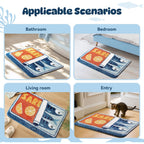 TRUEDAYS Sardine Can Bath Mat, Blue Bathroom Rugs for Bedroom, Soft Washable Rug Non Slip Cute Kitchen Bath Mats for Bathroom Funny Cartoon Fish and Lemon