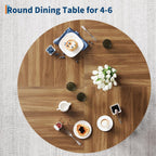 Idealhouse 47" Round Dining Table For 4-6, Farmhouse Wood Kitchen Table | Accent Furniture With Wooden Tabletop & 4 Sturdy Legs, Circle Dinner Table For Dining Room, Living Room, Walnut