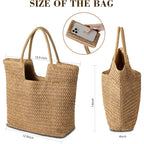 Straw Beach Bags for Women - Summer Woven Tote Bag Shoulder Handbags, Large Beach Bag for Women for Holiday
