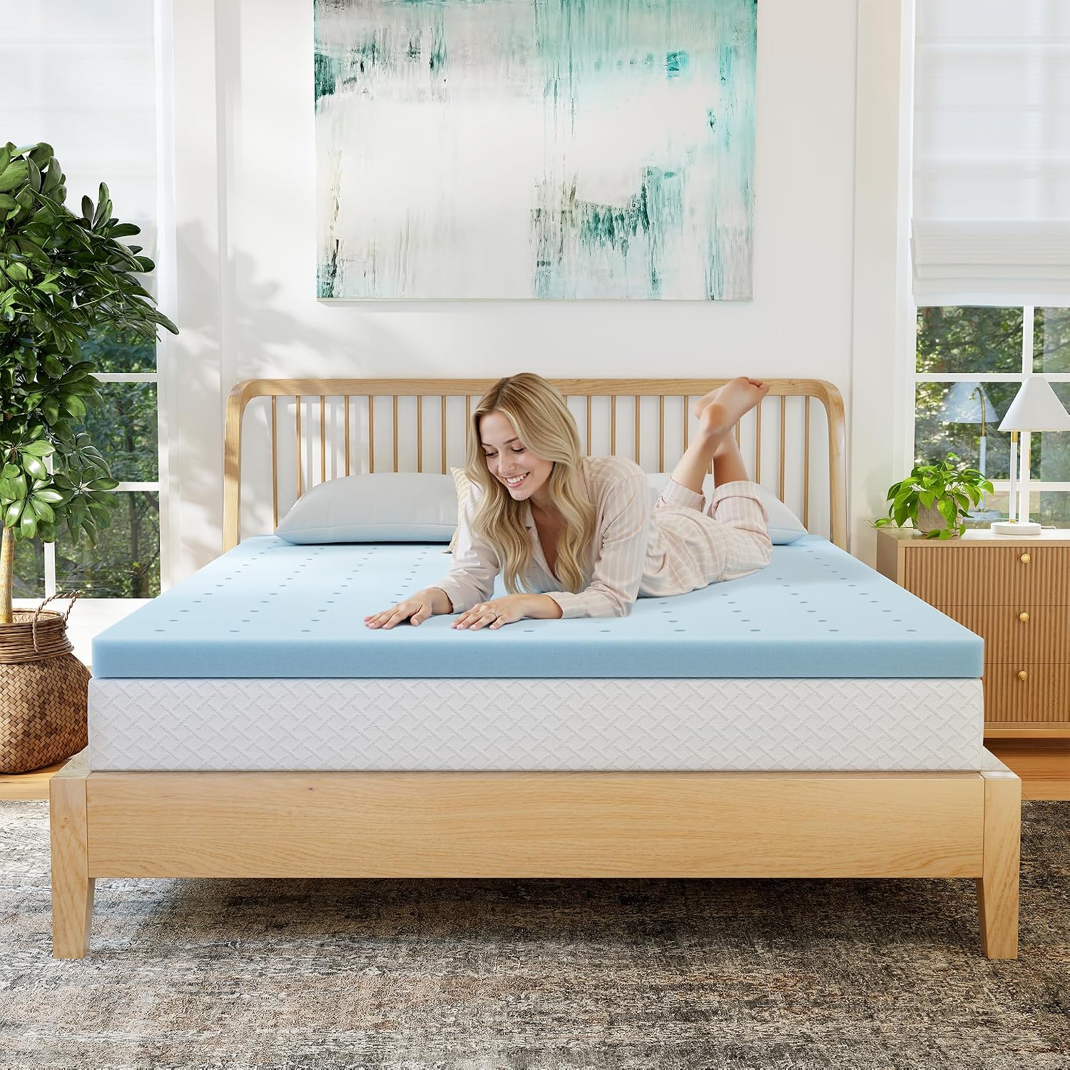 Egohome 3 Inch Queen Memory Foam Mattress Topper- Cooling Gel Infused