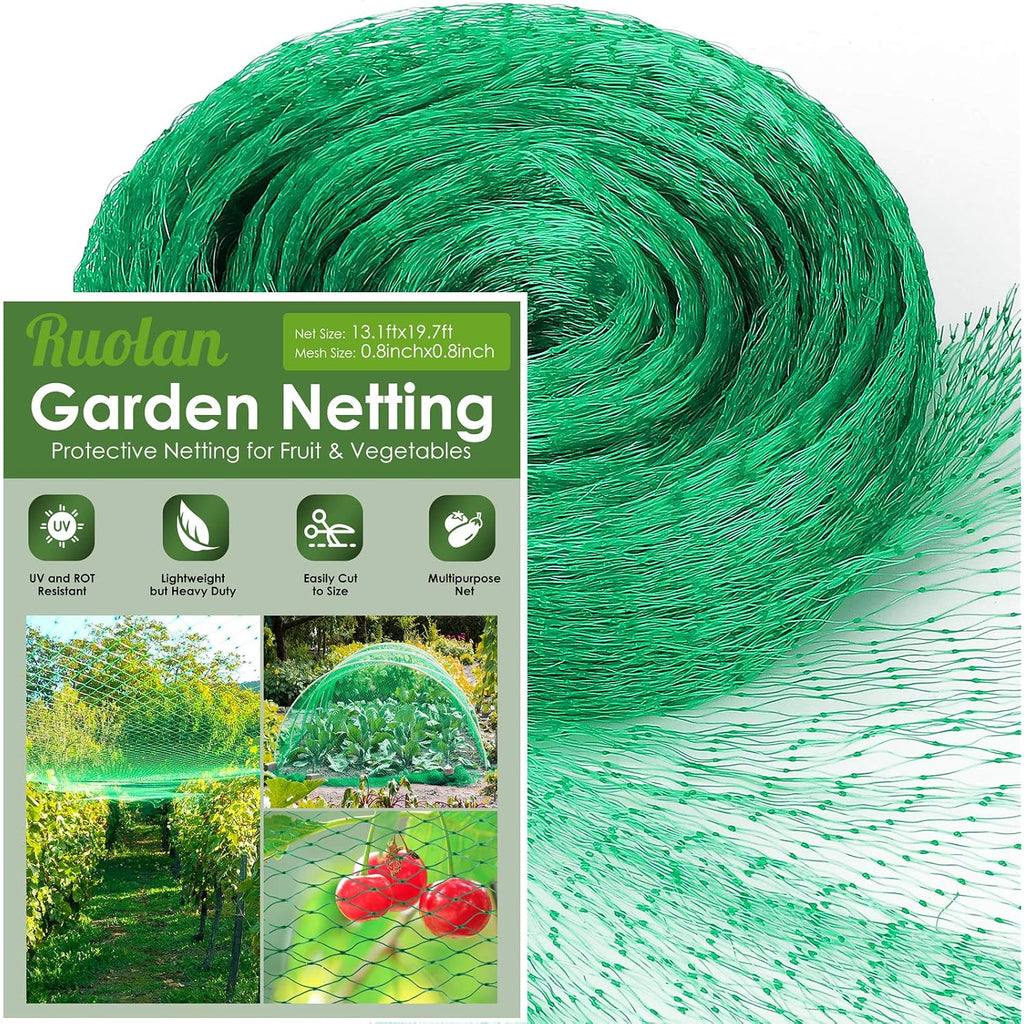 Ruolan Bird Netting For Garden Protect Vegetable Plants And Fruit Trees13X20Ft,Plastic Trellis Netting For Birds, Deer,Squirrels And Other Animals