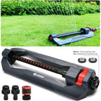 Eden 96213Edamz Weighted Essential Oscillating Sprinkler | Covers Up To 3,600 Sq. Ft., 16 Precision Nozzles, Adjustable Range, Turbo Drive Motor, Quick Connect Bundle, Stainless Steel Filters, Black