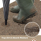 Beqhause Dirt Trapper Door Mat 17" X 30" Half Circle Non Slip Rug, Taupe | Washable Indoor Door Mat, Absorbent Doormats Entrance, Low Profile Welcome Floor Mat For Front Back Door, Small Rugs Entryway