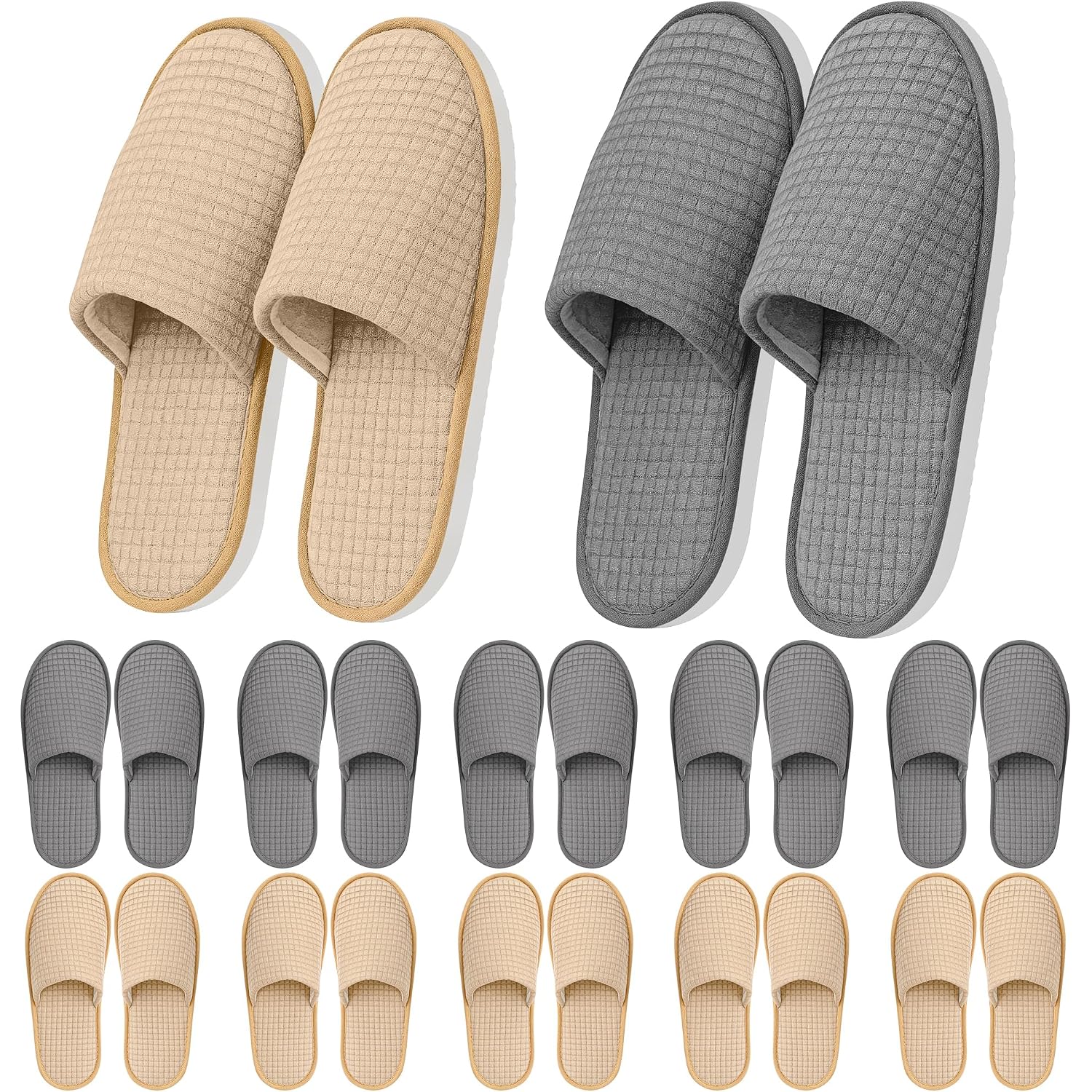 12-20 Pairs Disposable Slippers For Guest, Non Slip Reusable Washable Slippers For Women And Men, Breathable House Slippers Indoor Outdoor For Hotel Essentials Shoeless Home Spa Travel