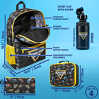 Get Trend Monster Jam Boys Backpack 4 Piece Set | 18 Inch Bookbag With Insulated Lunch Bag, Zipped Pencil Case & Bpa-Free Water Bottle, Back To School Gifts For Kids