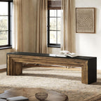 Tribesigns 71" Extra Long Entryway Bench, Farmhouse Bed Bench (Black&Brown) | Modern Wooden Shoe Bench Indoor Seating With Layered Design For Hallway, Bedroom, Living Room, Sofa Back, Dining Room
