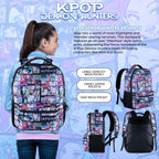 Ai Accessory Innovations K-Pop Demon Hunters Huntrix 16” Backpack For Girls, Featuring An Aop Of Rumi, Zoey, Mira, Allover Print
