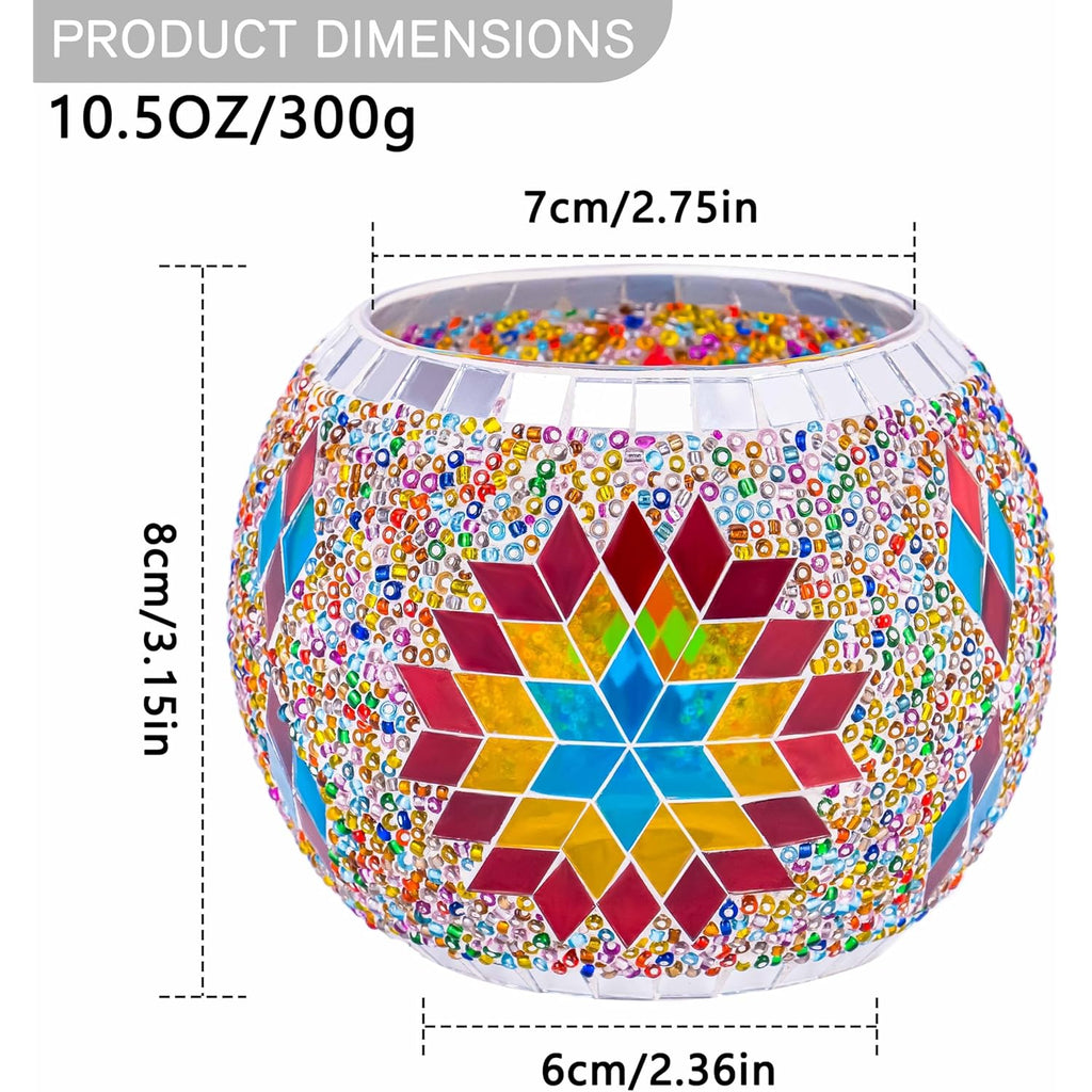 Rancco Handmade Mosaic Glass Tealight Candle Holder Set - 4 Pack with 10.5 oz Long-Lasting Soy Wax Scented Candles - Perfect Aromatherapy Gifts for Women, Moms, Birthdays, Spa Days, and Christmas