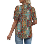 Ofeefan Womens Tops Short Sleeve Shirts Buttons V Neck Spring Fashion Summer Outfits Plus Size Blouses Dressy Casual
