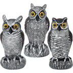 3-Pack Owl Decoys For Bird Deterrent - Weatherproof Bird Repellent Devices For Outdoor Use - Plastic Owls To Scare Birds Away And Control Garden Pests