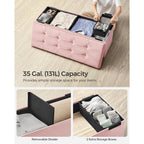 Songmics Mazie Collection - Storage Ottoman Bench, Foldable Foot Rest, 15 X 43 X 15 Inches, End Of Bed Bench, Storage Chest, Load 660 Lb, Living Room, Bedroom, Entryway, Jelly Pink Ulsf277R01