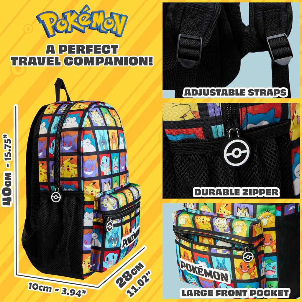 Pokemon Backpack For Kids Teens Pikachu Anime School Bag Daypack Backpacks For Daycare Sports School Supplies Gifts For Kids (Multi)