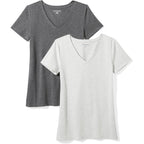 Amazon Essentials Women's Regular-Fit Short-Sleeve V-Neck T-Shirt, Multipacks