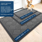 Olanly Front Door Mat Outside Entrance 29.5X17, Absorbent, Heavy Duty Sturdy Natural Rubber Doormat Indoor Outdoor, Stain And Fade Resistant, Non-Slip Low Profile Floor Mat For Entryway, Grey Diamond