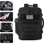 Tsa Approved Carry On Backpack, Extra Large Tactical Travel Backpack For Men, Airplane Approved Weekender Bag For Flight (Black)